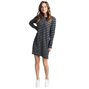 ATM Anthony Thomas Melillo Striped Long Sleeve T-Shirt Dress Ashphalt Size Large